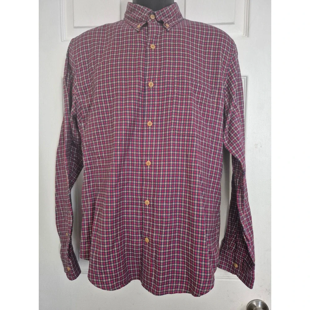 J. Crew Slim Fit Plaid Button Down Long Sleeve Shirt Mens Medium Cotton Casual
